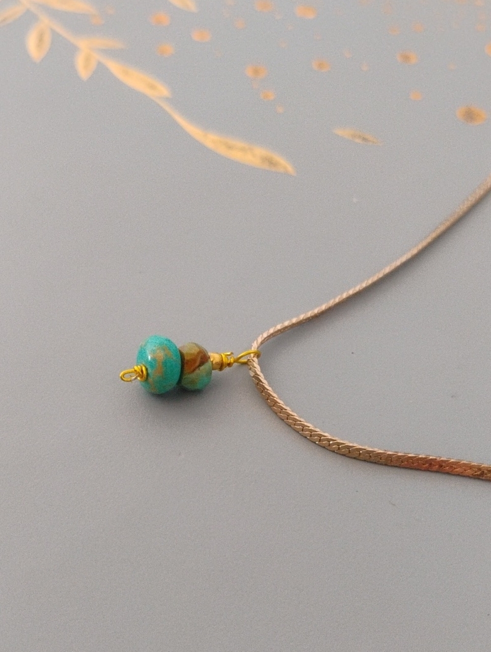 Kingman Turquoise Drop On Herringbone Necklace